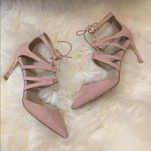 ASOS Blush pink Suede Lace Up Heels